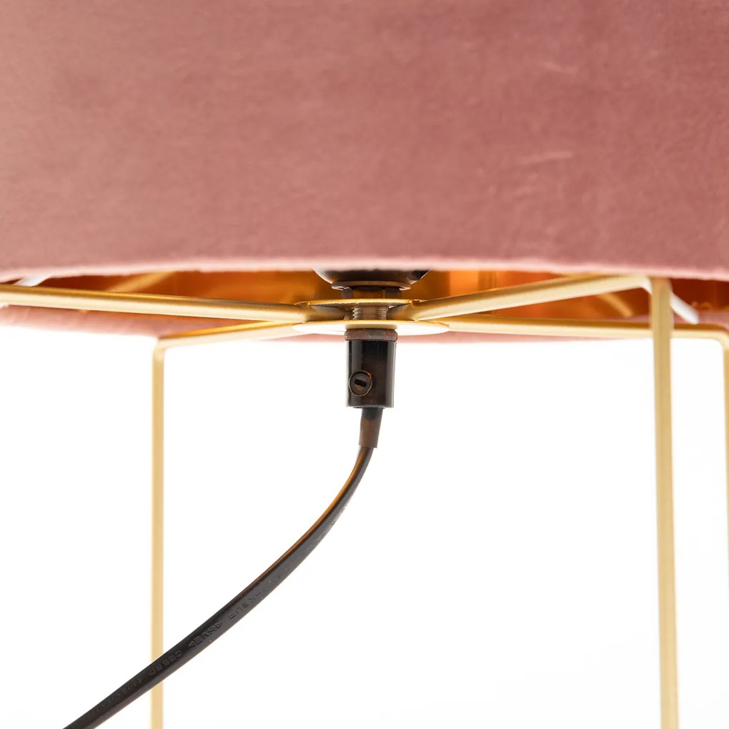 Candeeiro de mesa moderno rosa com dourado - Rosalina