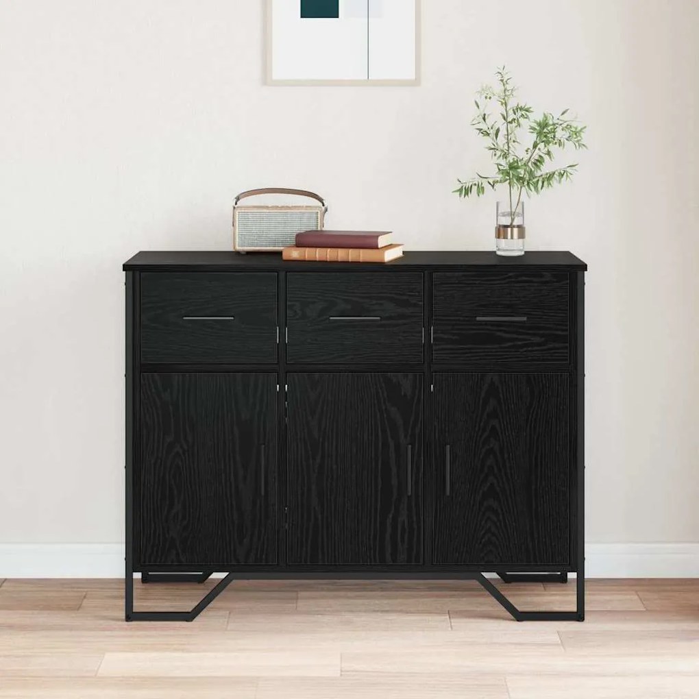 Aparador Carvalho Preto 97x32,5x74,5 cm Madeira Engenheirada