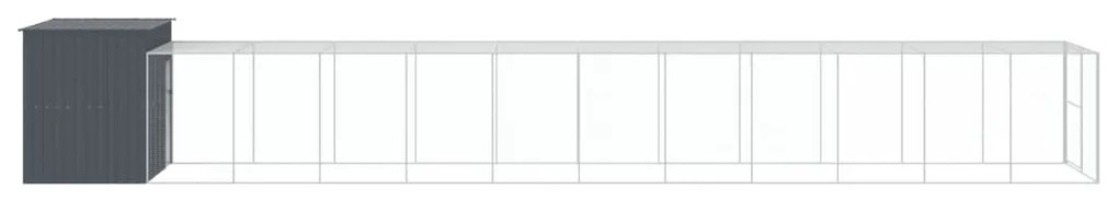 Casota p/ cães c/ parque 214x1273x181cm aço galvaniz. antracite