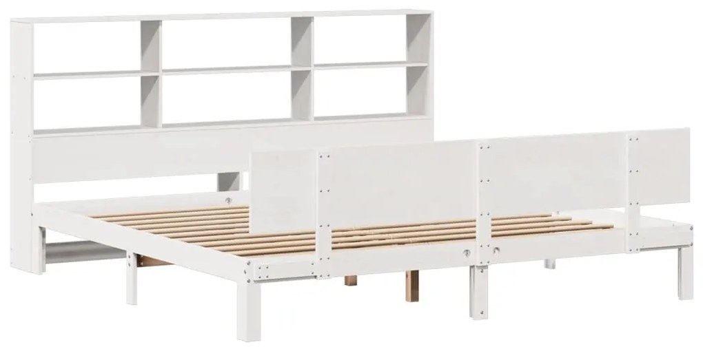 Cama com estante sem colchão 180x200 cm pinho maciço branco