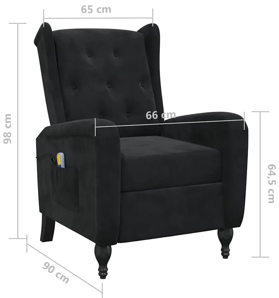 Poltrona de massagens reclinável veludo preto