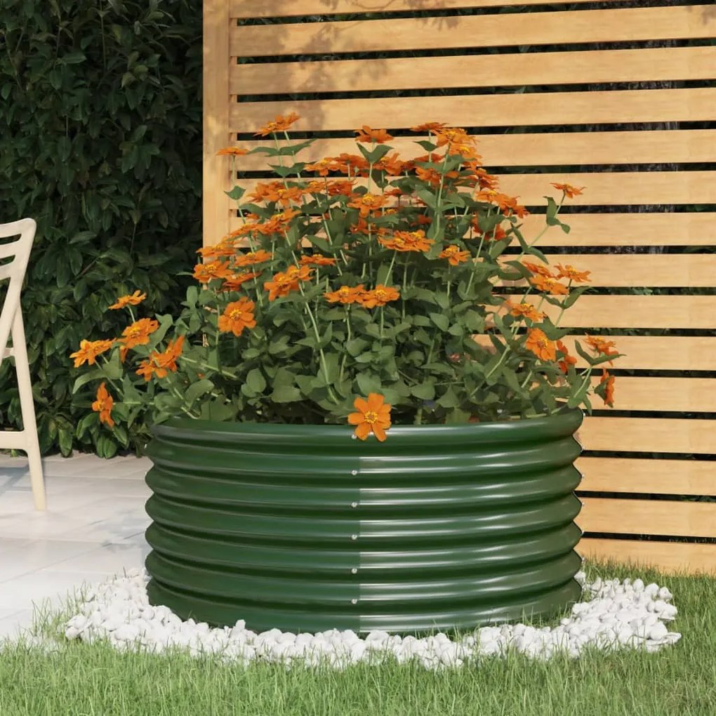 318853 vidaXL Vaso/floreira de jardim aço revestido a pó 80x80x36 cm verde