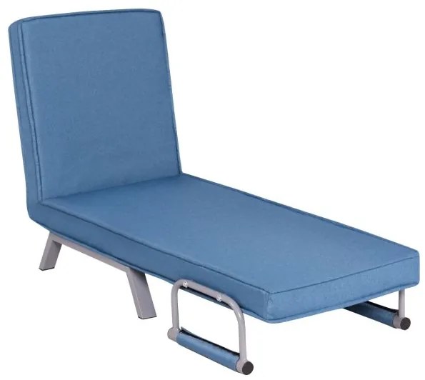 Sofá-cama individual Poltrona dobrável multifuncional com encosto Corrimão Sofá individual para sala de estar Azul