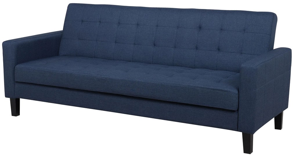 Sofá-cama 3 lugares em tecido azul escuro VEHKOO Beliani