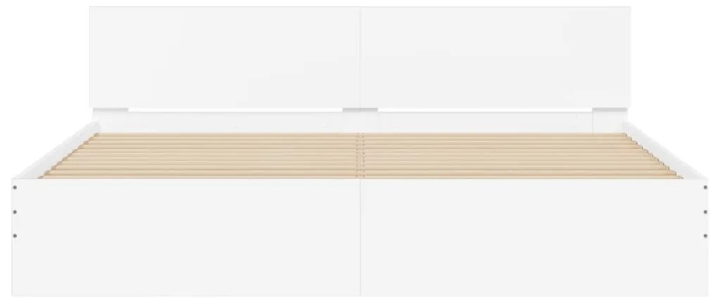 Estrutura cama c/ cabeceira e luzes LED 180x200 cm branco