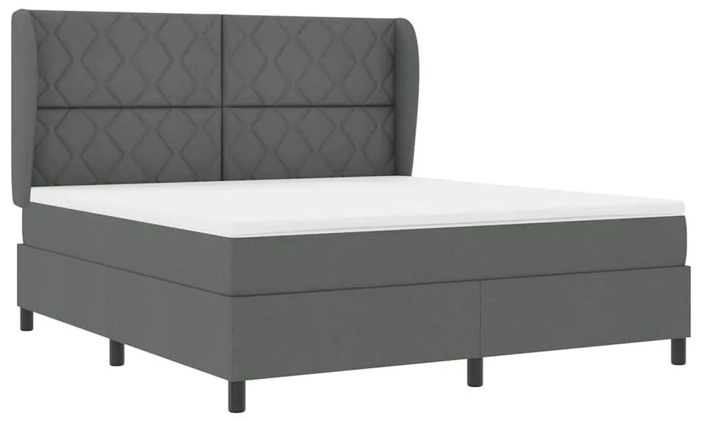 Cama Box com Colchão em Cinza Escuro, 180x200 cm em Tecido