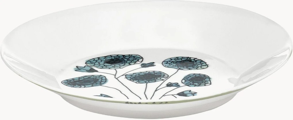 Pratos fundos em porcelana Fine Bone China Midnight Flowers, conjunto de 2