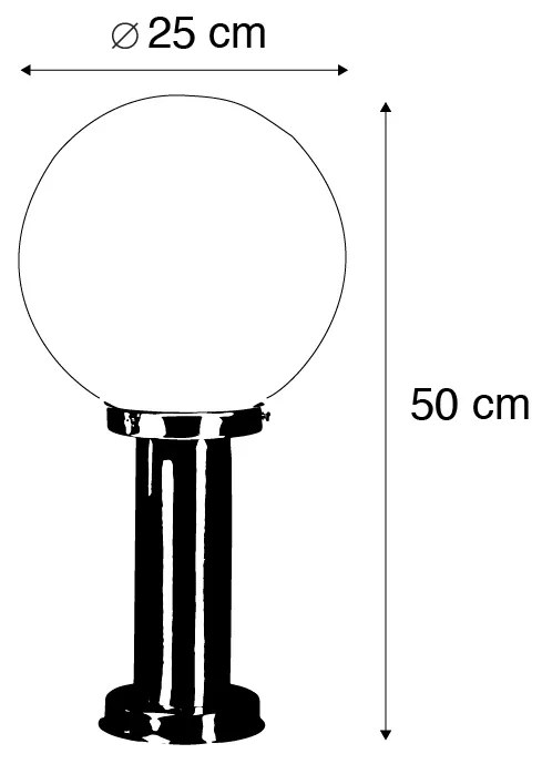 Candeeiro de exterior em aço inoxidável 50 cm - Sfera com estaca de terra e prensa-cabos Retro