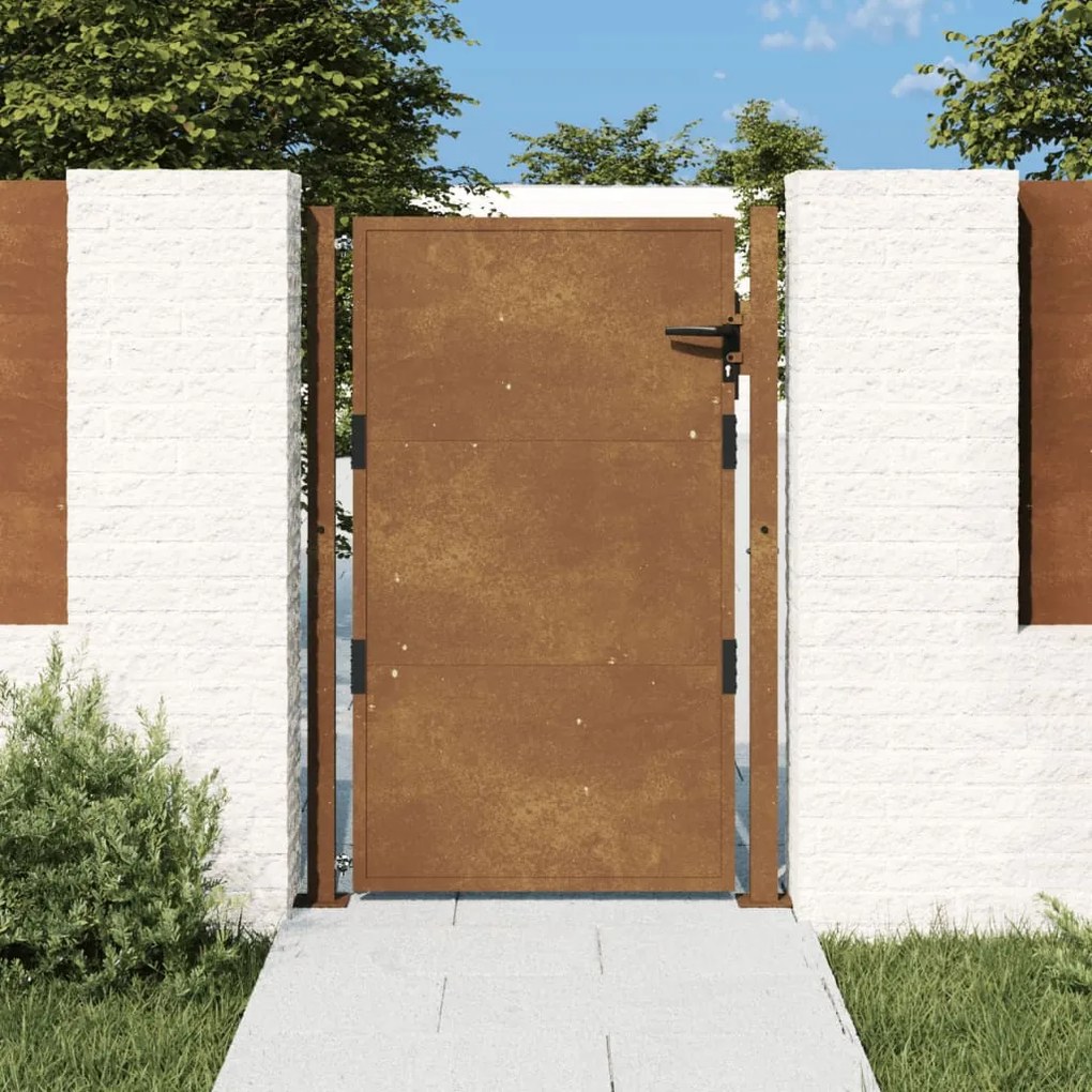 vidaXL Portão de jardim 100x125 cm Aço Corten