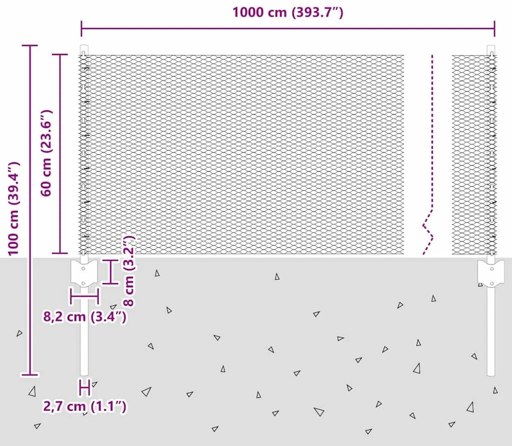 Postes para Cerca vidaXL 5 pcs U-Channel Cinza 60 cm Aço