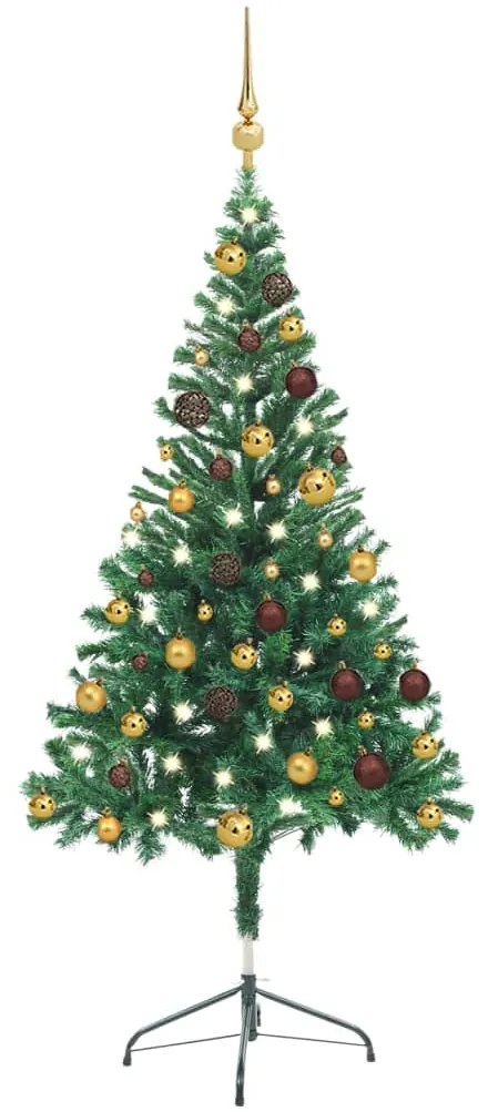 vidaXL Árvore de Natal artificial pré-iluminada + bolas 380 ramos
