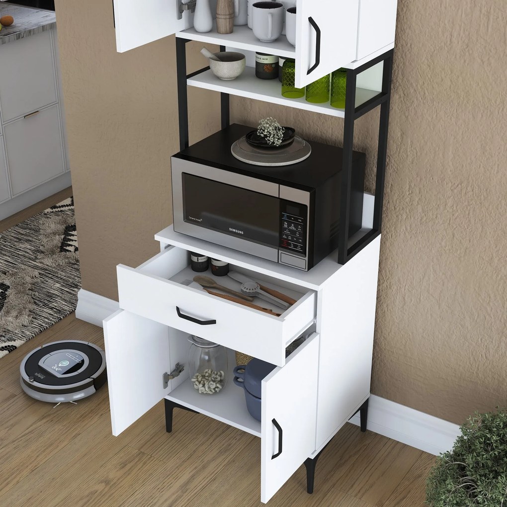 Armário Alto de Cozinha "Etna" - Branco - 60x198.6x25cm - Design Moder