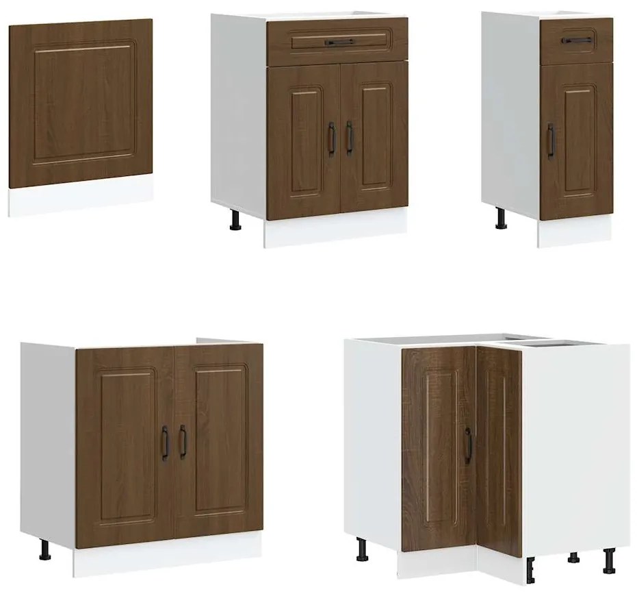 11 peças armário de cozinha conjunto Kalmar carvalho castanho