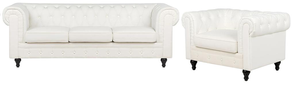 Conjunto de sofás com 4 lugares em tecido branco-creme CHESTERFIELD Beliani