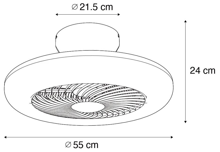 Ventilador de teto prateado 55,5 cm incl. LED regulável com controlo remoto - Clima
