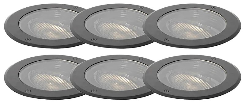 Conjunto de 6 focos de chão AR111 ajustáveis IP65 - Delux Honey Moderno