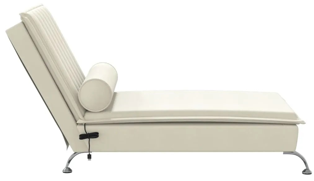 Chaise lounge de massagem com rolo veludo creme