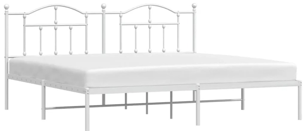 Estrutura de cama com cabeceira 200x200 cm metal branco