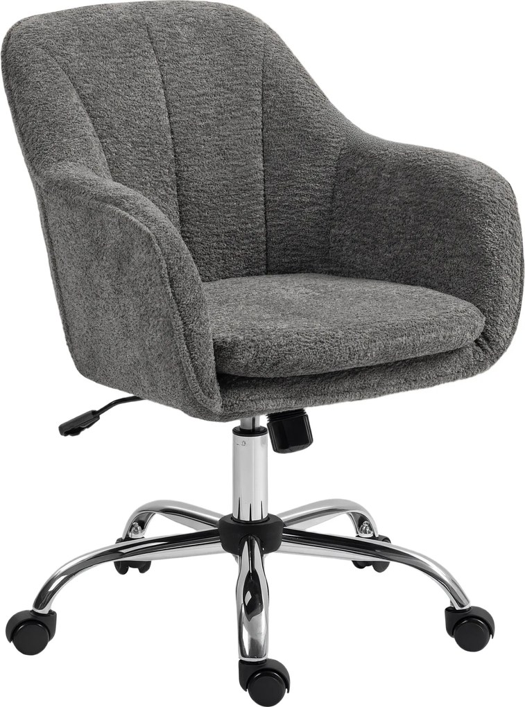 Cadeira de escritório ergonómica com regulação de altura, cadeira giratória cinzenta