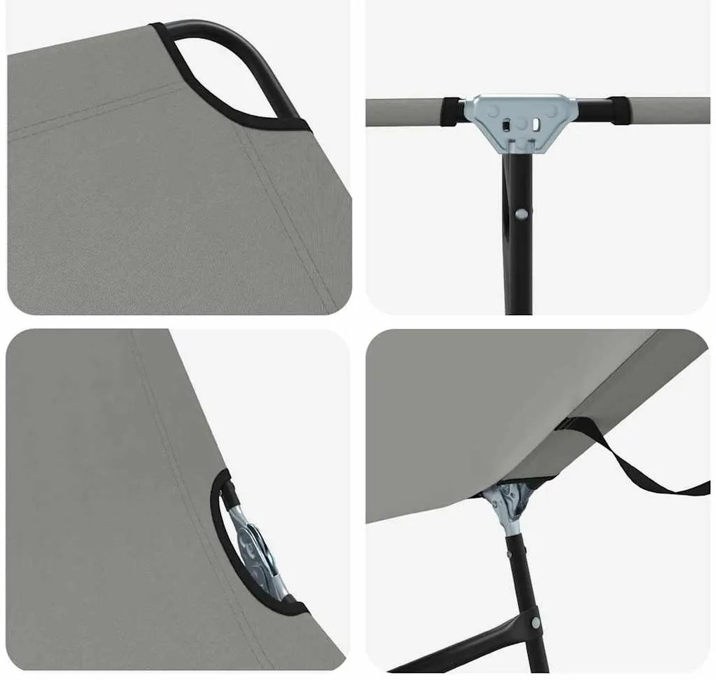 Espreguiçadeira Dobrável 2 pcs Cinza em tecido Oxford 600D
