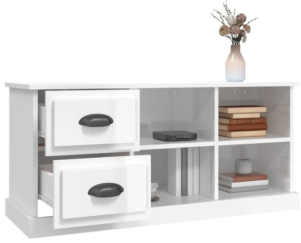 Móvel p/ TV 102x35,5x47,5 cm derivados madeira branco brilhante