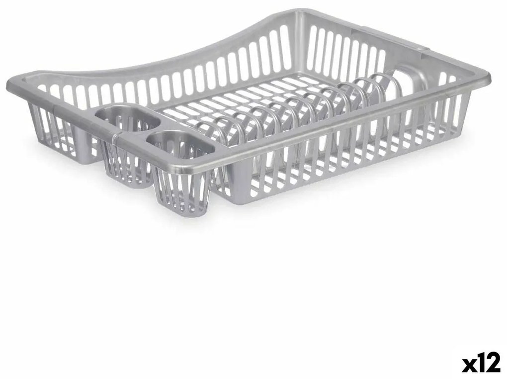 Escorredor de Louça Prateado Plástico 46 x 8 x 36 cm (12 Unidades)