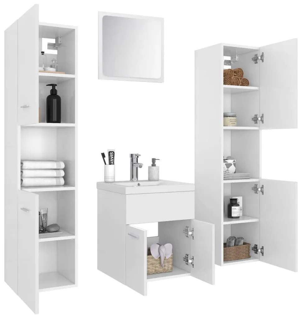 Conjunto de móveis de casa de banho contraplacado branco