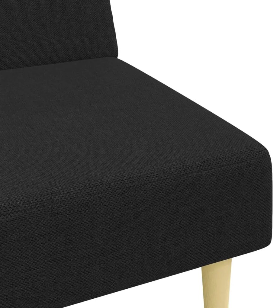 Sofá-cama de 2 lugares com apoio de pés tecido preto