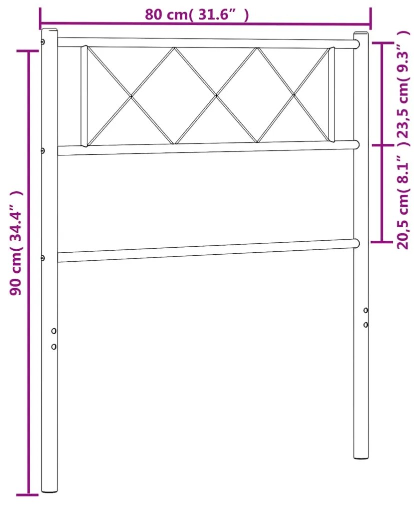 Cabeceira de cama 75 cm metal preto