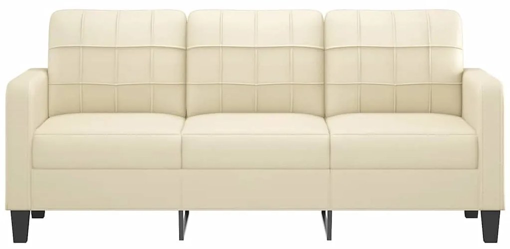 Sofá de 3 lugares 180 cm couro artificial cor creme