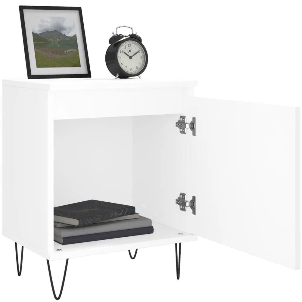Mesas de cabeceira 2pcs 40x30x50 cm derivados de madeira branco