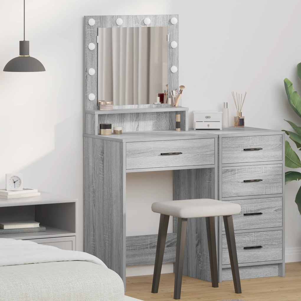vidaXL Mesa de Maquiagem com gaveta Sonoma cinzento 50 x 41 x 135 cm