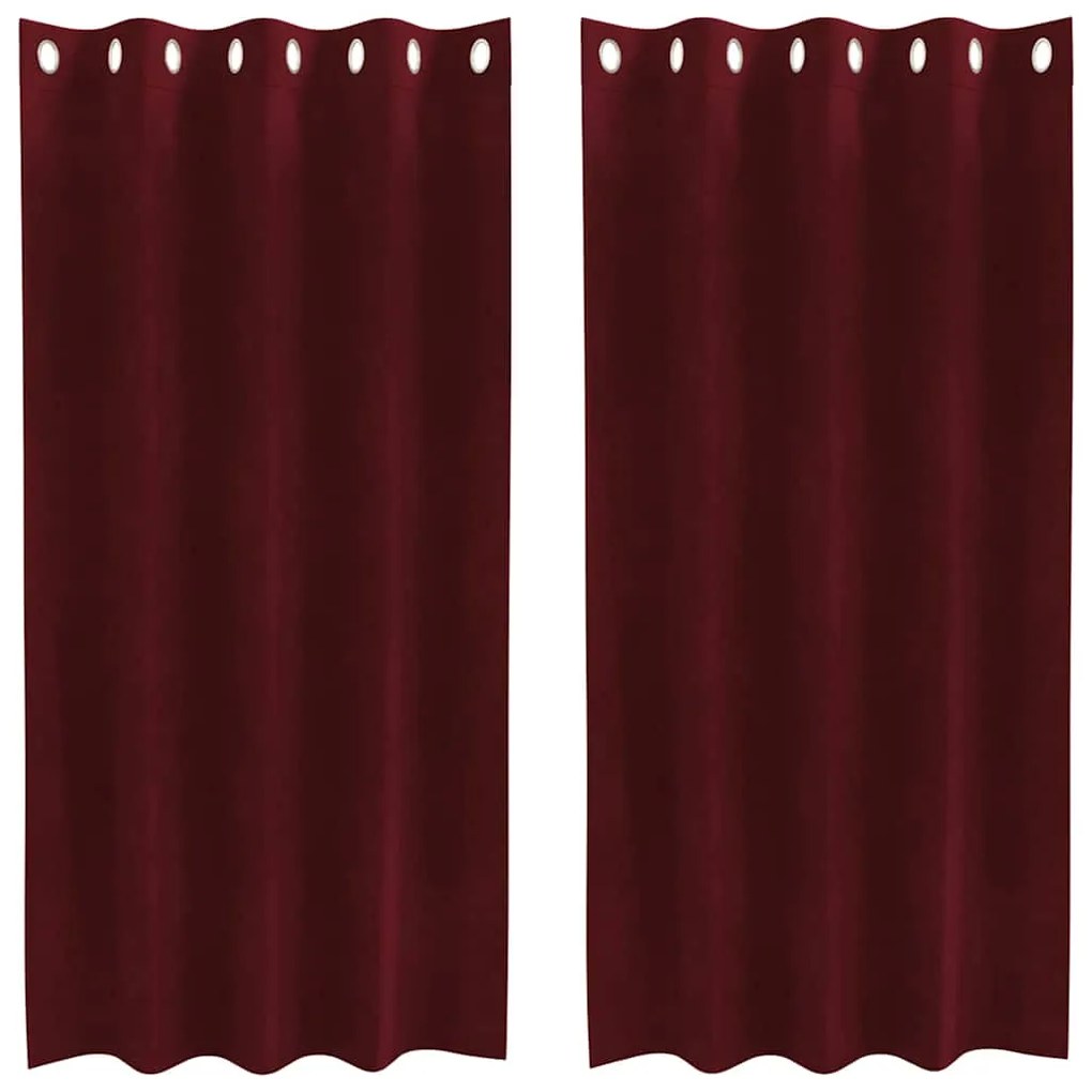 Cortinas Blackout com Ilhós 2 pcs Bordô Veludo