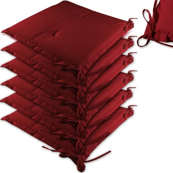 Conjunto de 6 almofadas para assento Boston 47 x 42 x 6 cm Vermelho