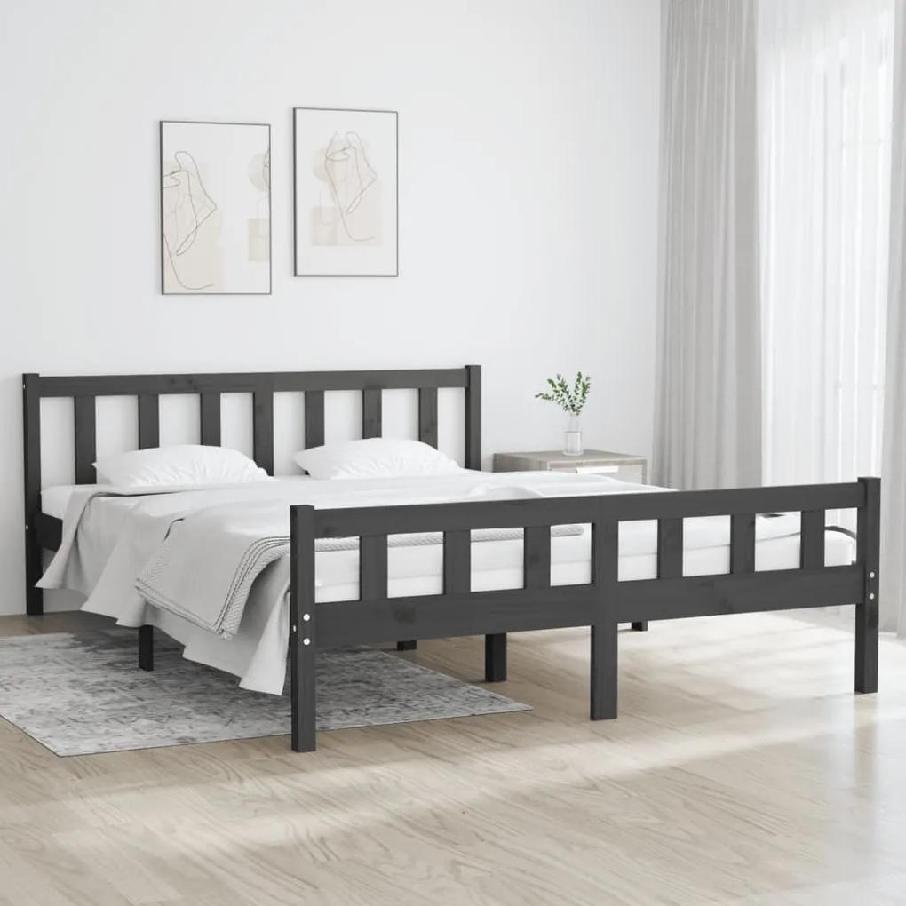 810676 vidaXL Estrutura de cama 120x200 cm madeira maciça cinzento