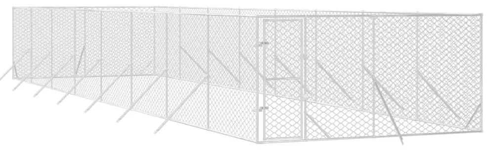 Canil de exterior 4x16x2 m aço galvanizado prateado