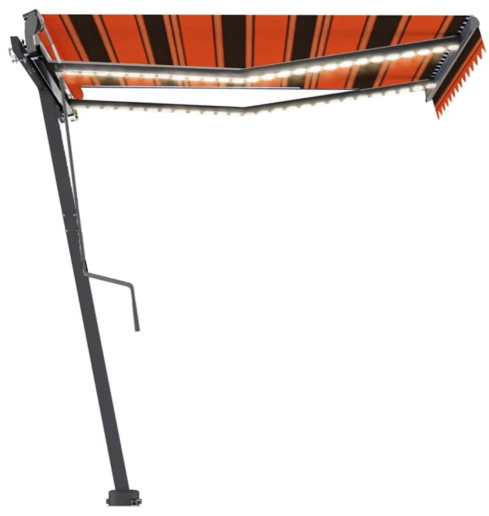 Toldo retrátil manual com LED 350x250 cm laranja e castanho