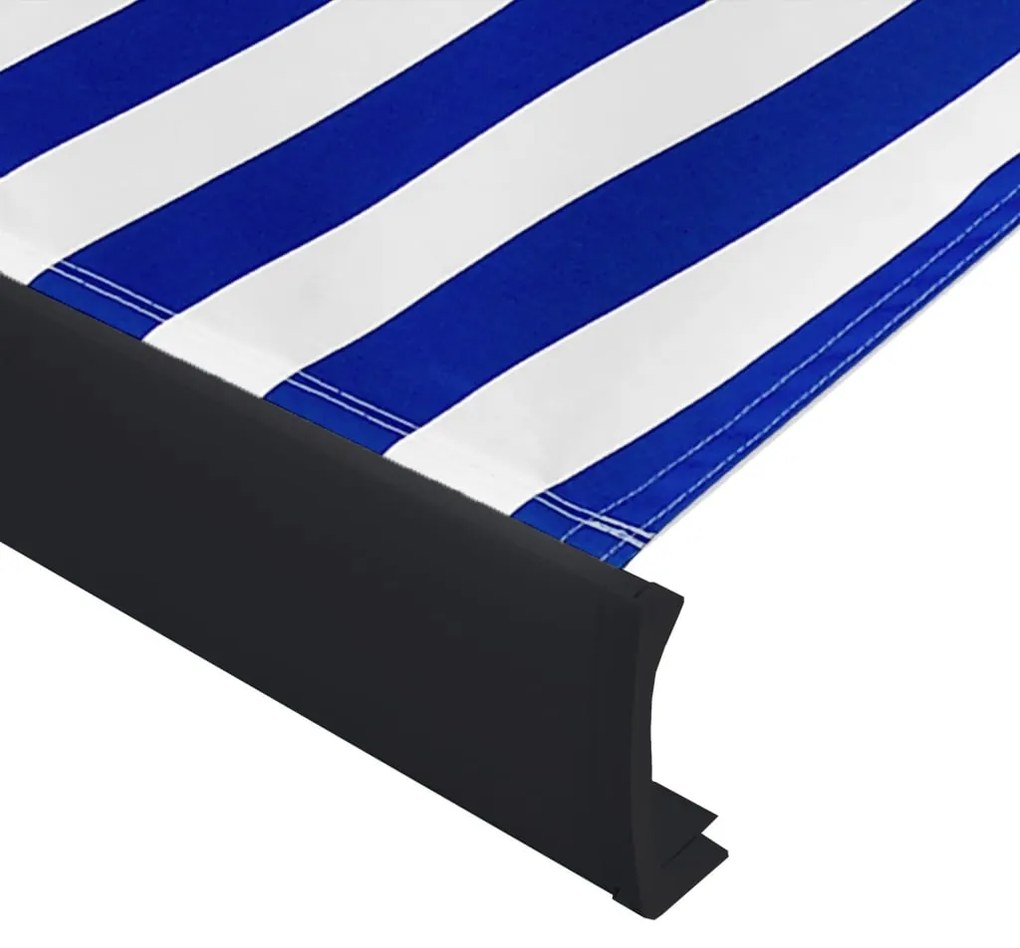 Toldo motorizado com caixa 500x300 cm azul e branco