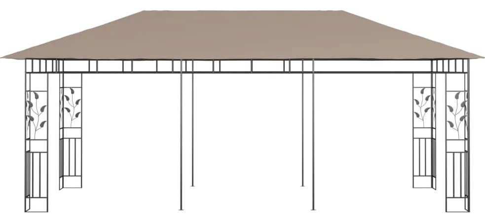 Gazebo c/ rede mosquiteira 6x3x2,73m 180 g/m² cinza-acastanhado