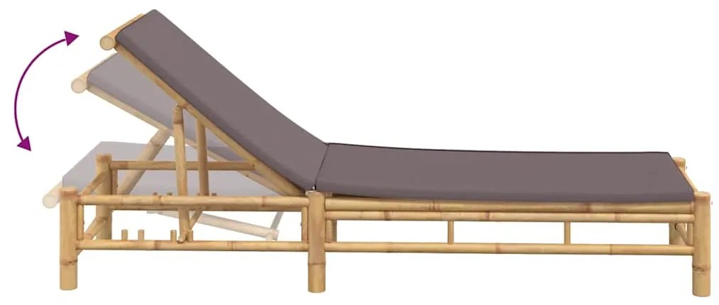 Espreguiçadeira c/ almofadões 55x199x30 cm bambu
