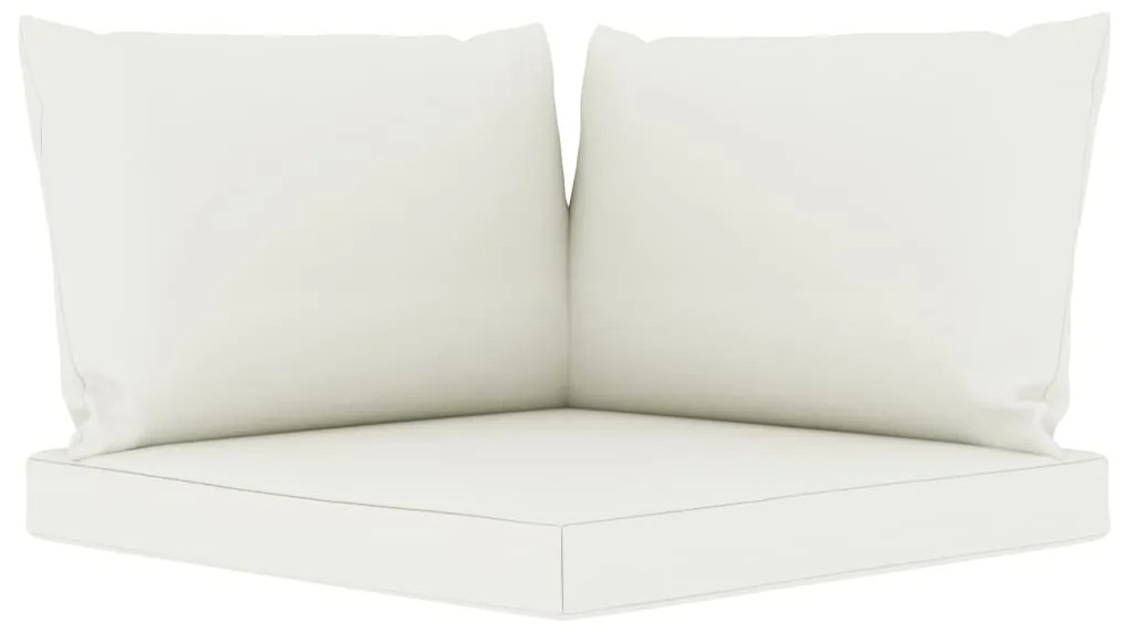 6 pcs conjunto lounge de jardim c/ almofadões creme pinho