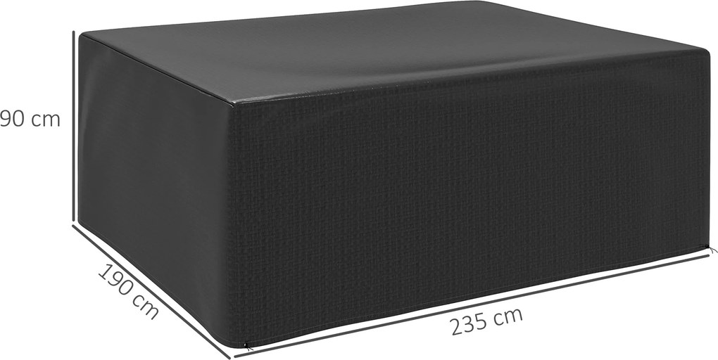 Capa para mobiliário de jardim de exterior 235 x 190 x 90 cm lona de proteção exterior anti-UV em polietileno, preta