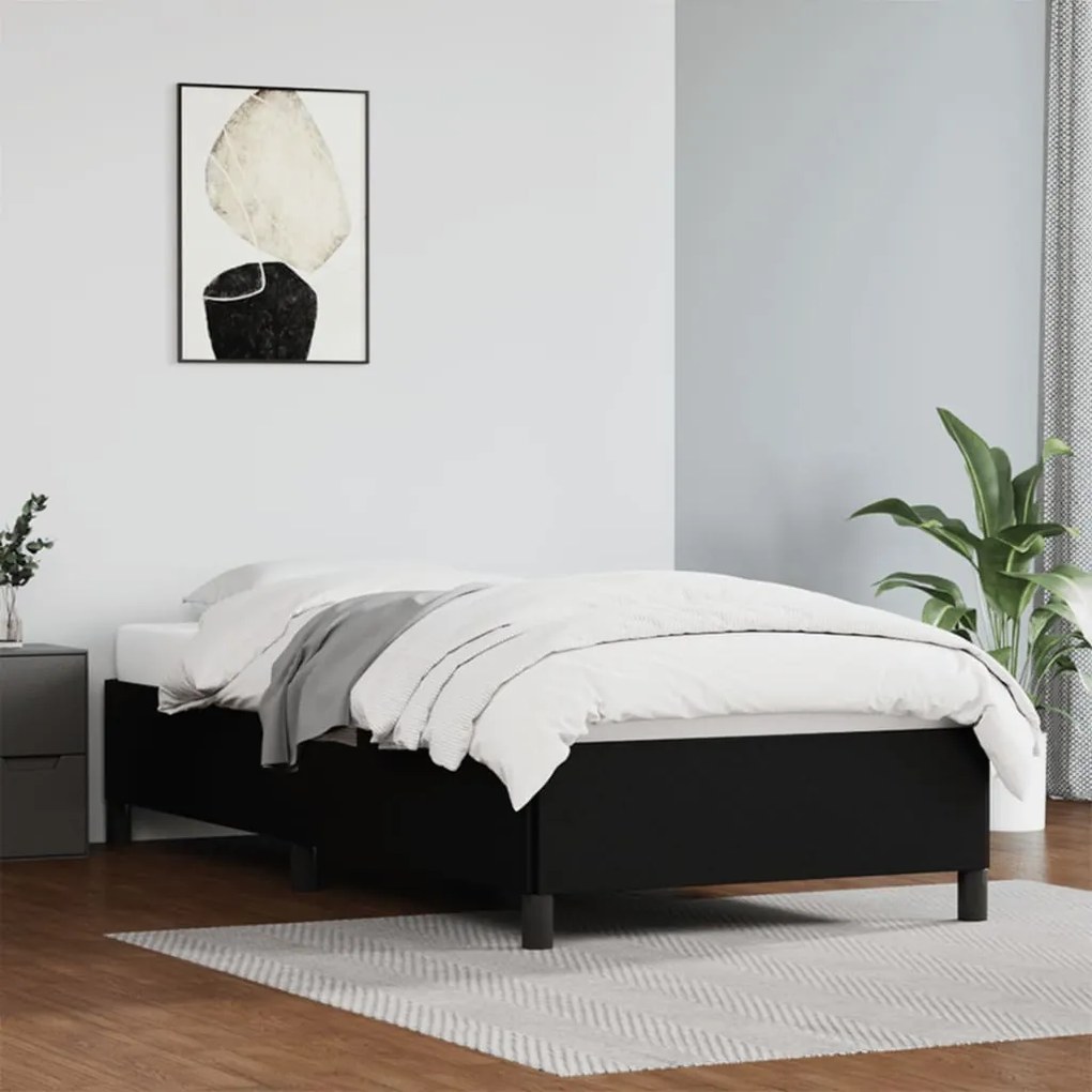 Estrutura de Cama Salu em Couro Artificial Preto - 80x200 cm - Design