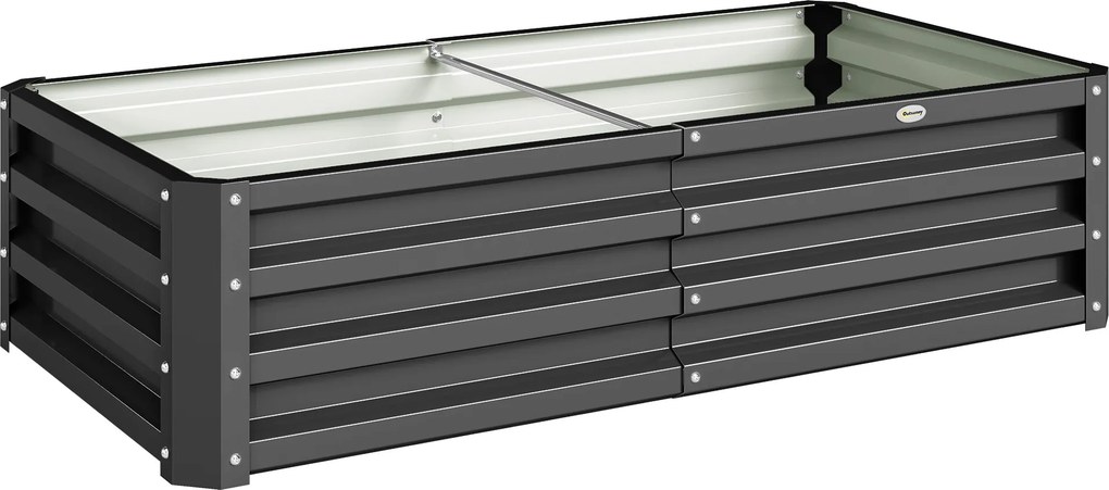 Outsunny Floreira Elevada Retangular de Aço Galvanizado para Cultivar Plantas Flores Relva 120x60x30,5 cm Cinzento | Aosom Portugal