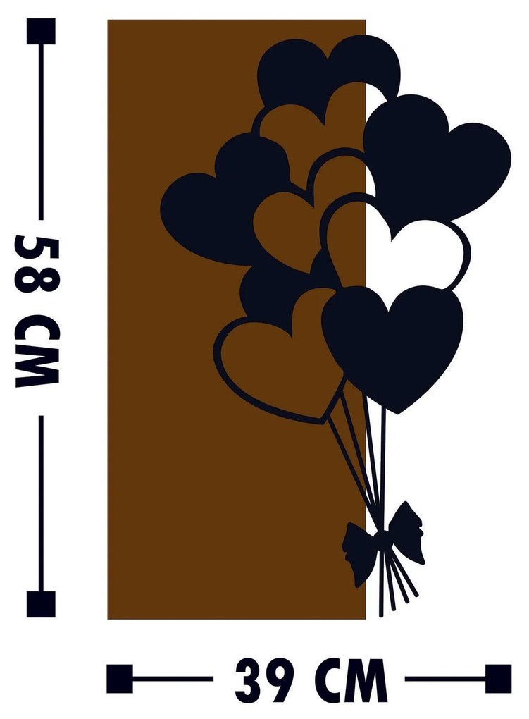 Acessório Decorativo de Parede Love Metal – Nogueira e Preto – 39 x 58