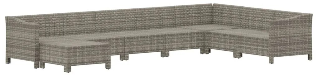 8 pcs conjunto lounge de jardim c/ almofadões vime PE cinzento