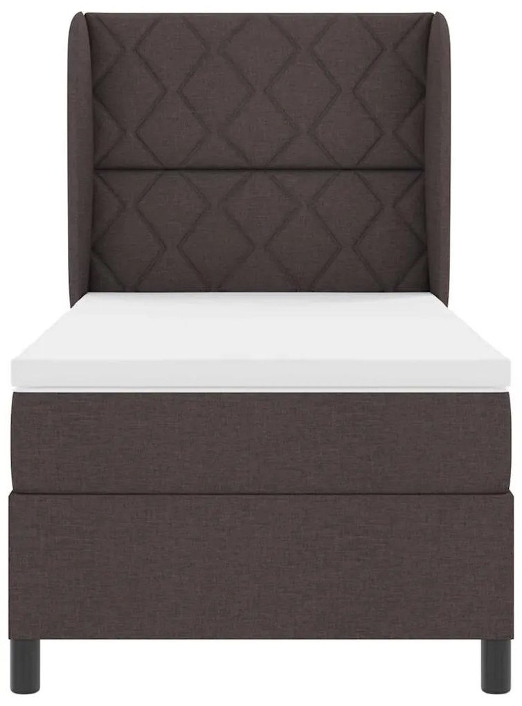 Cama Box com cabeceira Castanho escuro 100 x 200 cm Tecido