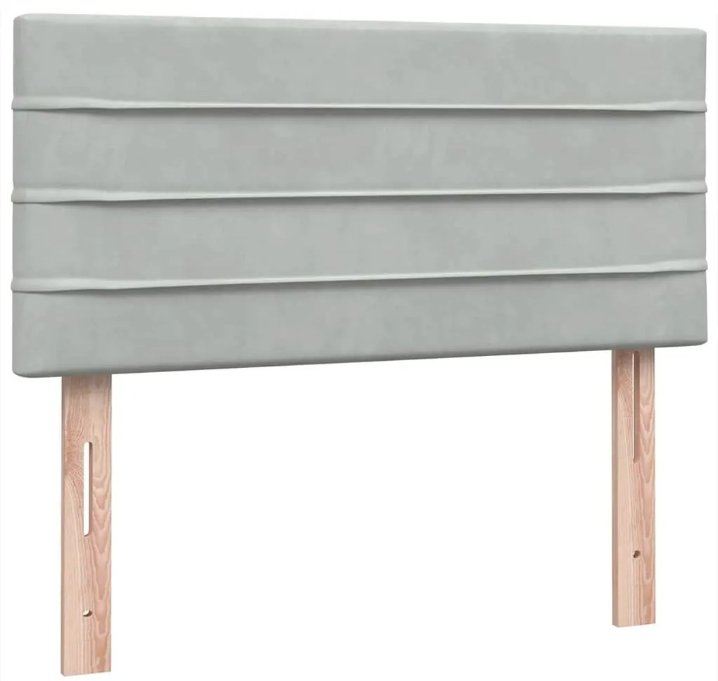 Cama com molas/colchão cinzento-claro 80x220 cm veludo