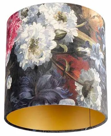 Abajur de veludo com design floral 25/25/25 Interior dourado