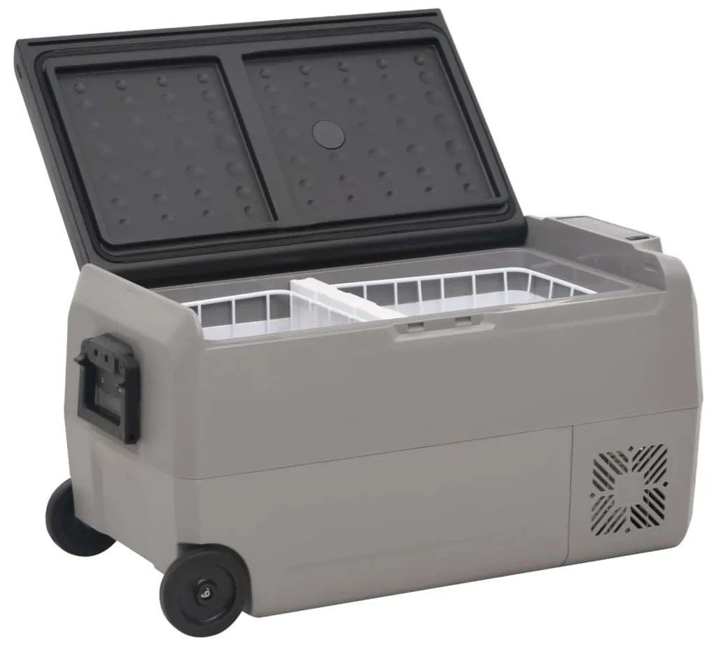 Mala térmica c/ rodas e adaptador 50 L PP e PE preto/cinzento